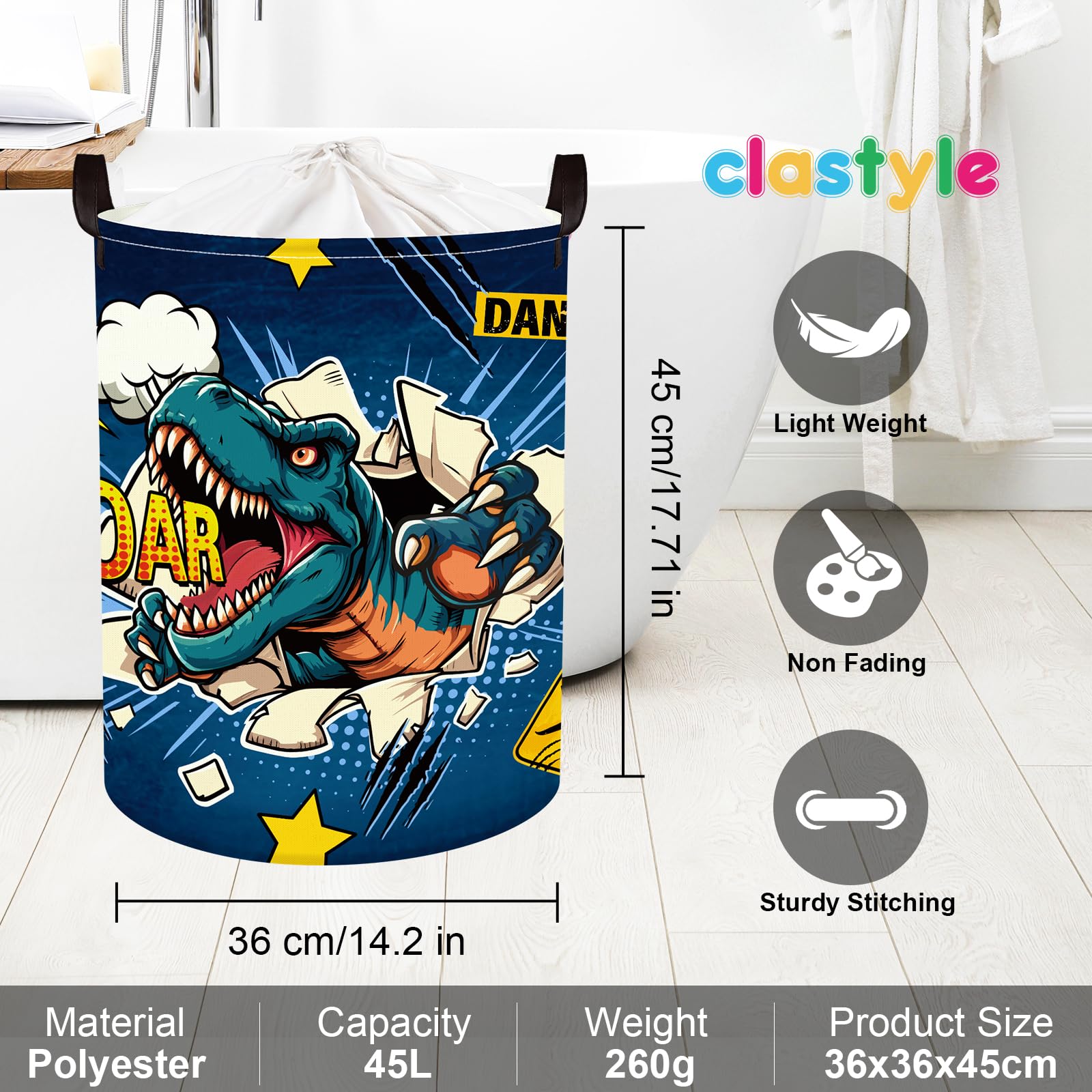 Clastyle 3d-dinosaur-basket kids room organization in nursery shows soft sides for safe carrying