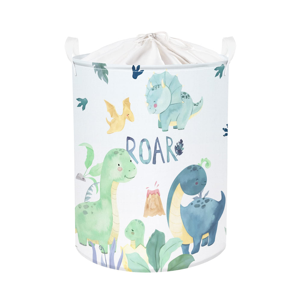 Clastyle 63L dinosaur basket with cartoon dinos for a playful kids' laundry corner