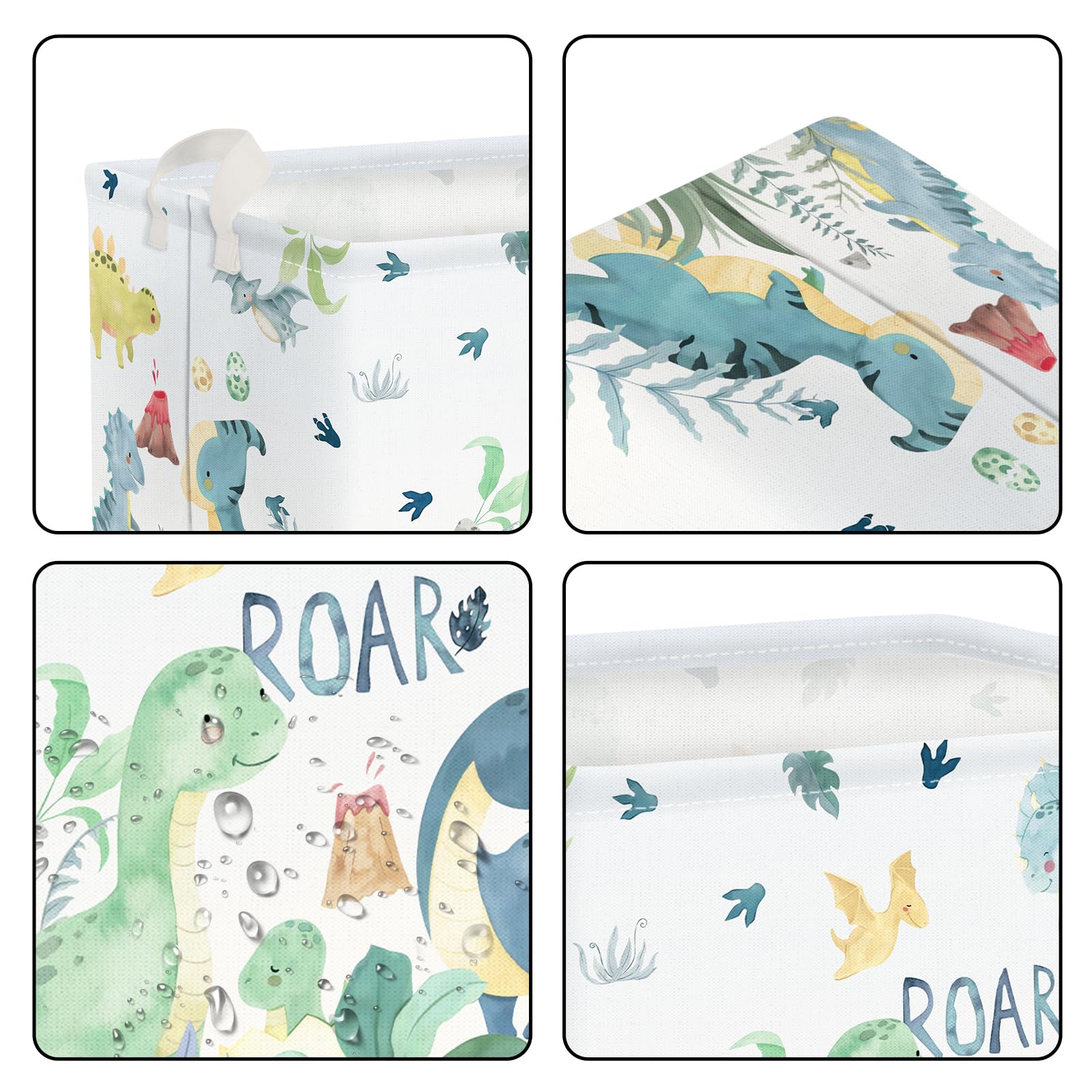 Clastyle Adorable Watercolors Green Dinosaur Shelf Basket—great for clothes, books, toys.