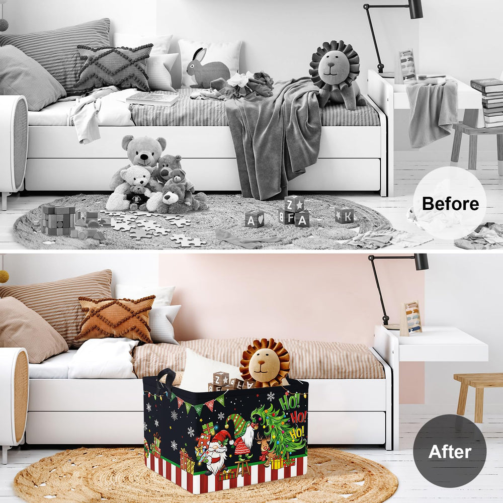 Clastyle baby basket with gnoms and deers decor supports playful nursery organization.