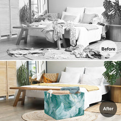 Clastyle baby clothes storage basket keeps books organized on a shelf.