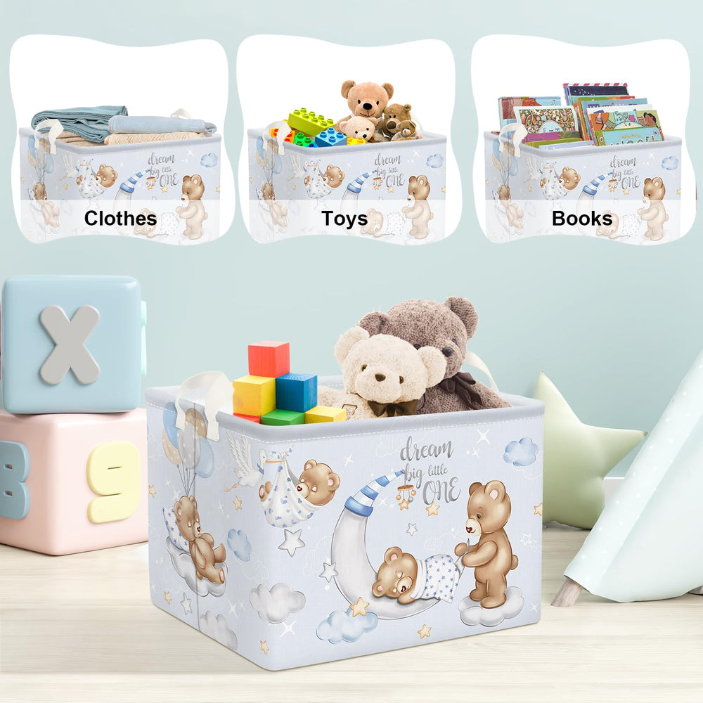Clastyle basket on shelf in nursery room for tidy clothes and toys