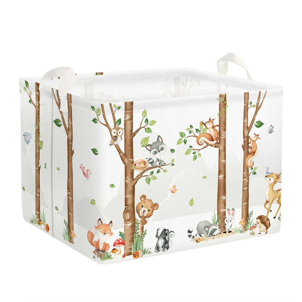 Clastyle birch forest fox basket stores toys with woodland charm.