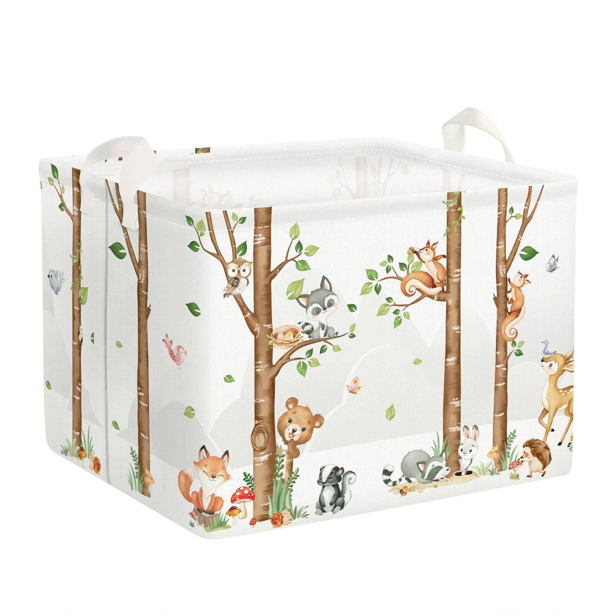 Clastyle birch forest fox basket stores toys with woodland charm.