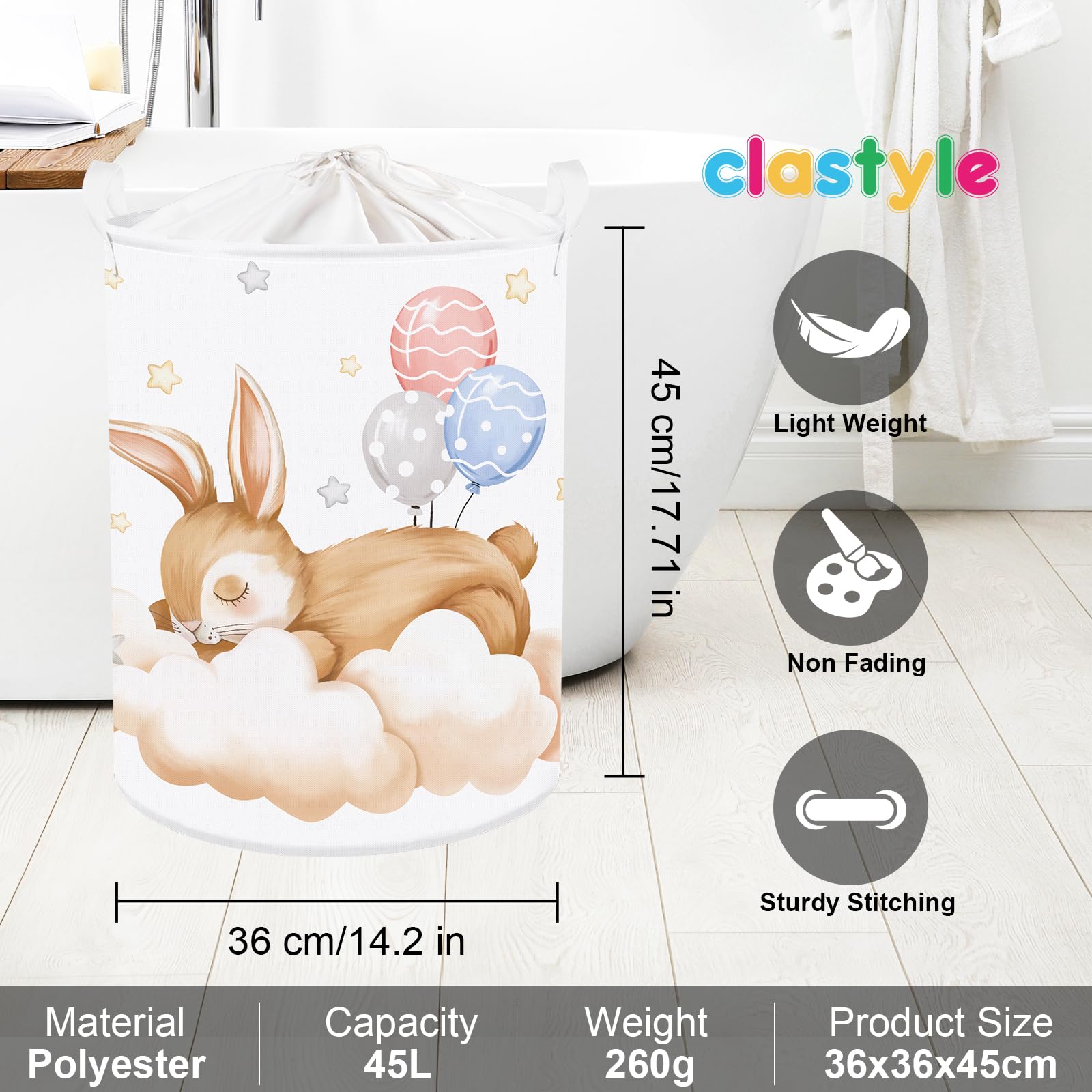 Clastyle Bunny balloon nursery decor complements calm bedtime routines.