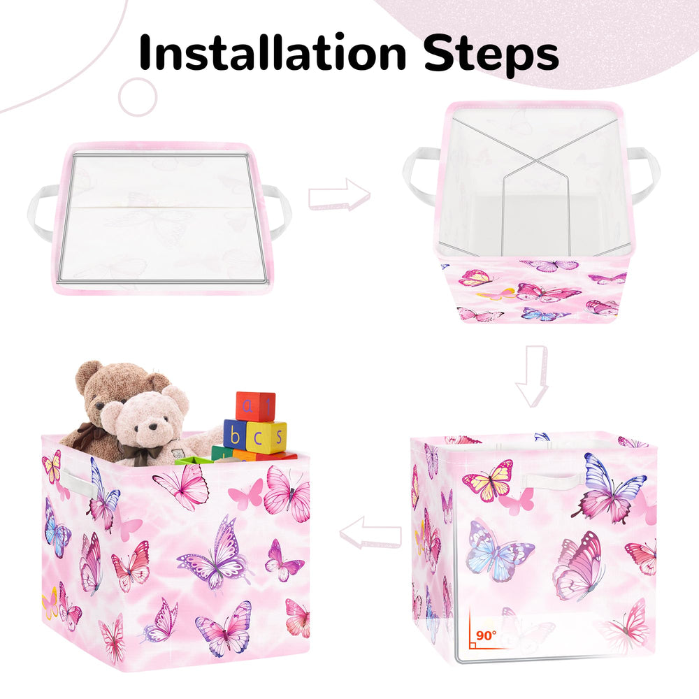 Clastyle Butterfly Storage Cube Pink surface is easy to wipe, simplifying cleanup routines.