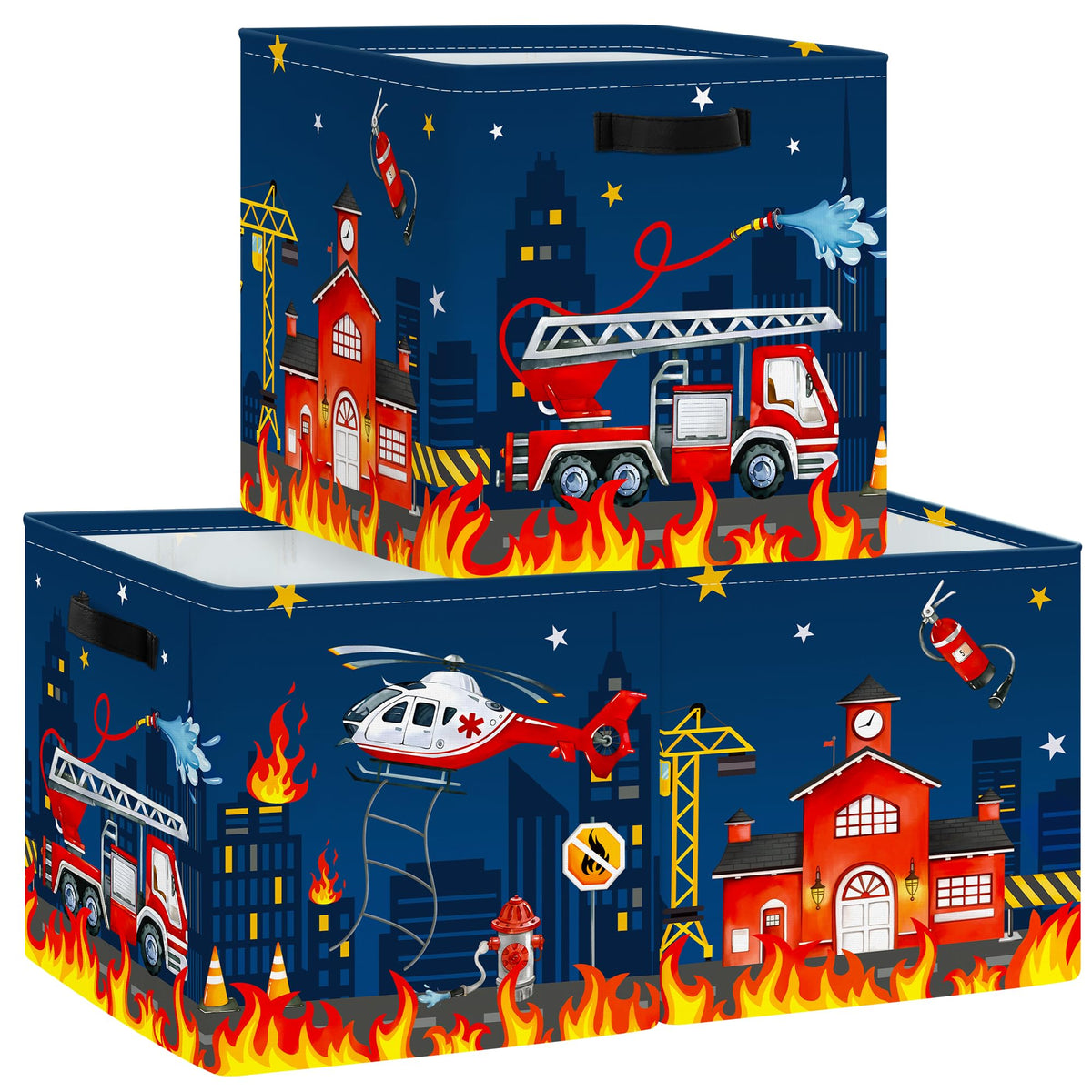 Clastyle Cars Storage Cube with fire-truck design for organized toy playtime