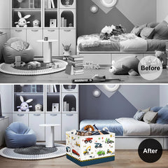 Clastyle cartoon construction truck shelf blue open top enables easy toy access.