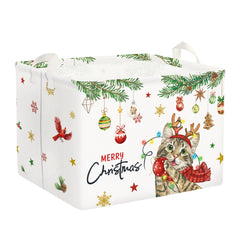 Clastyle Christmas pet basket front view with festive design for toy storage.