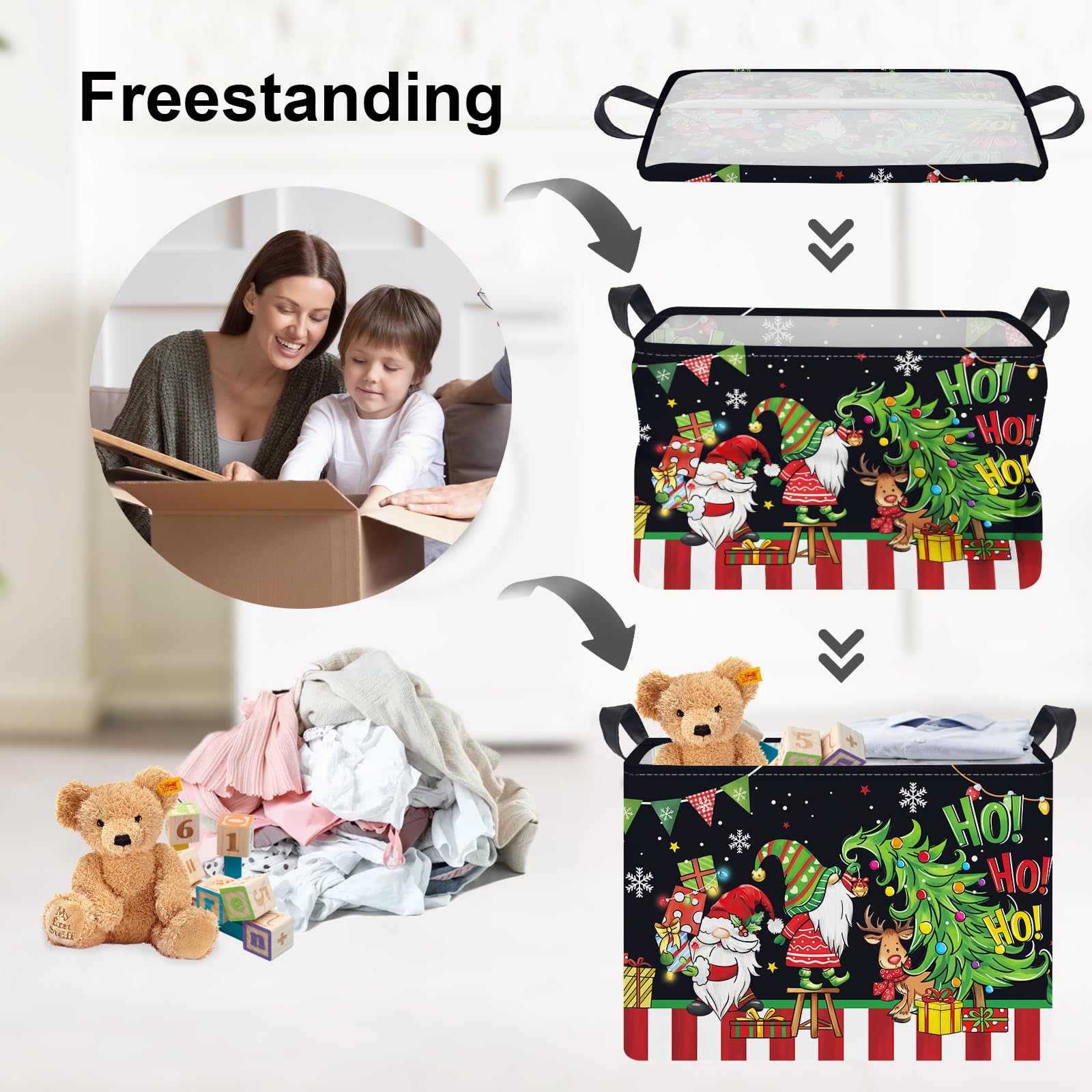 Clastyle Christmas storage bin with metal frame provides sturdy home organization.