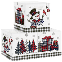 Clastyle Christmas tree storage basket with snowman design keeps festive decor organized.