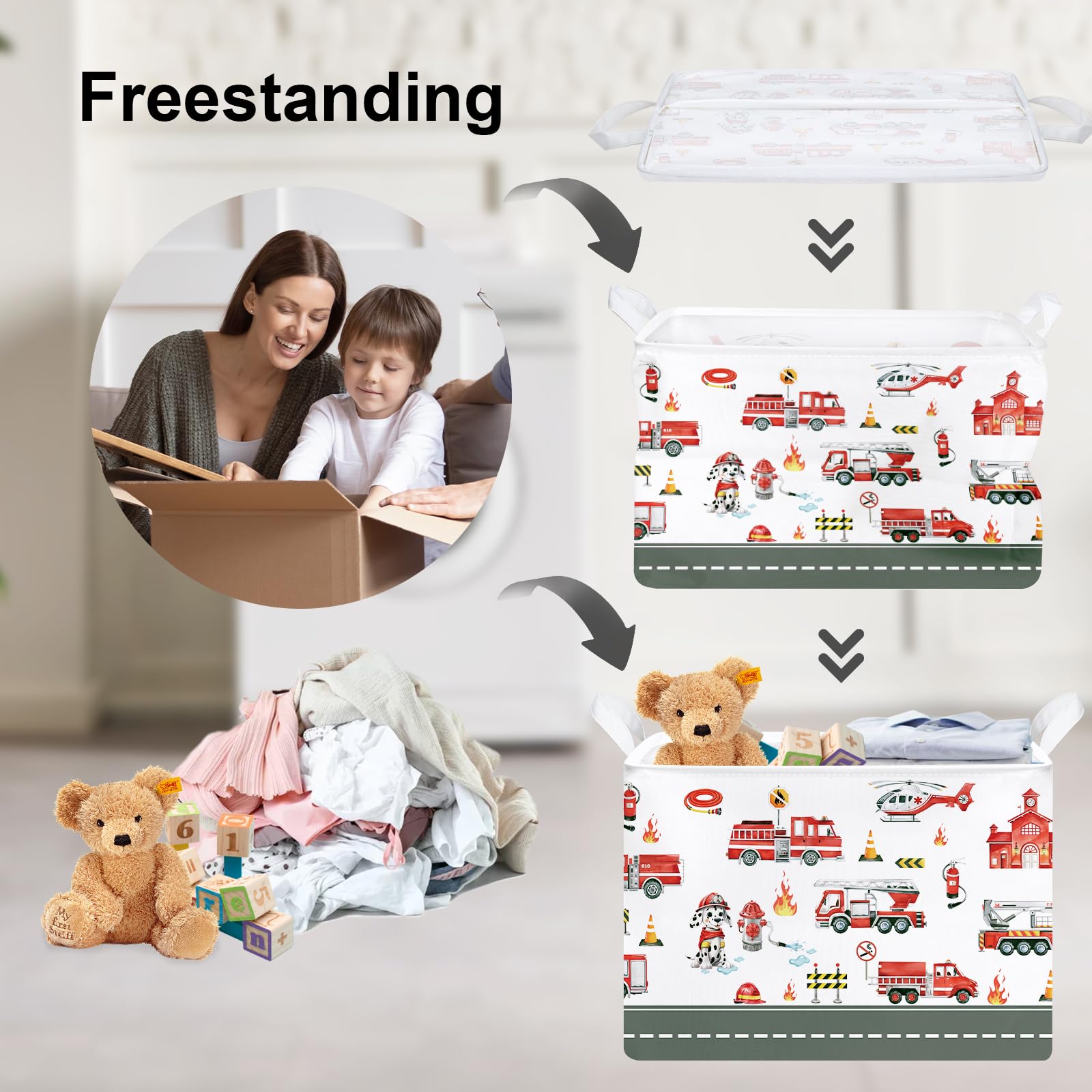 Clastyle collapsible-spotted-dog-laundry-basket flexible organizer for laundry and more.