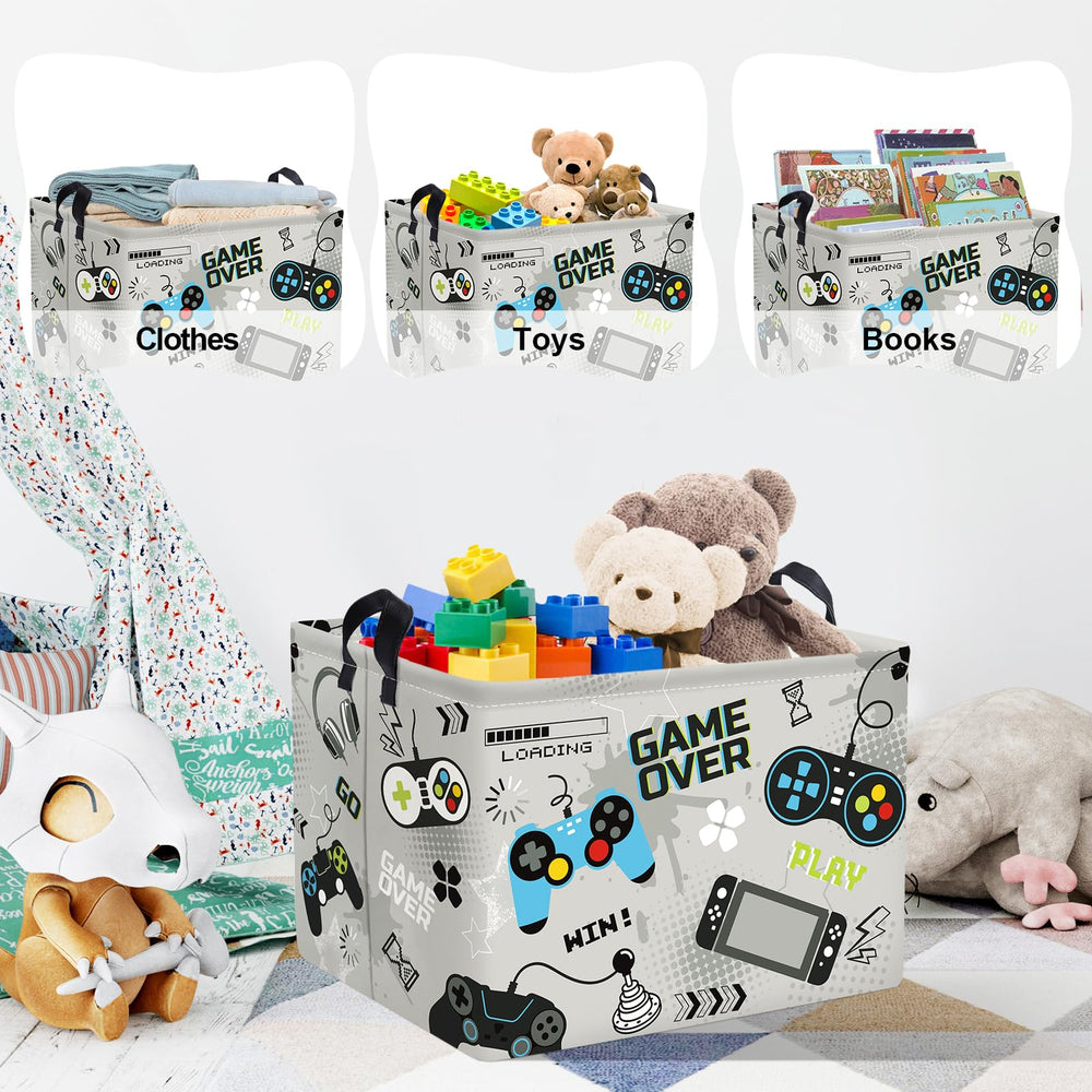Clastyle Cool Game Storage Basket used as laundry hamper and toy bin in daily chores.