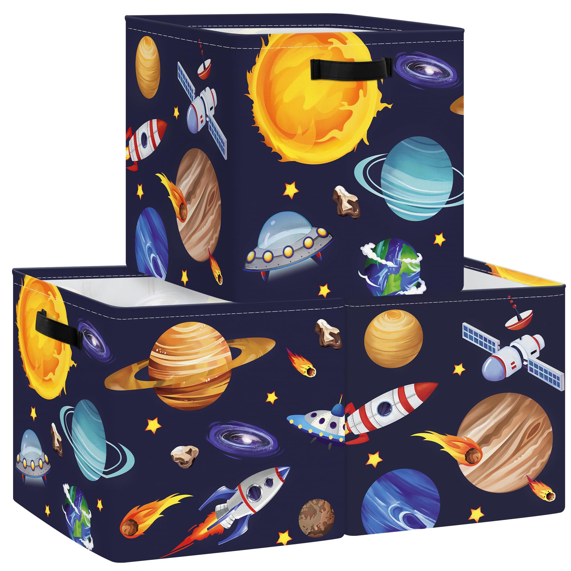 Clastyle cosmic space cube bin with handle for easy portable toy storage.