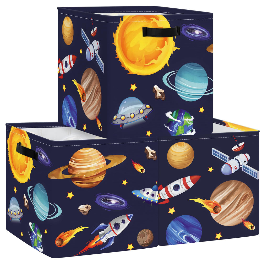 Clastyle cosmic space cube bin with handle for easy portable toy storage.