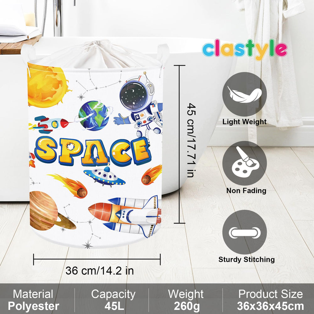 Clastyle Cosmic Space Planet Laundry Basket material close-up showing durable PE coating.