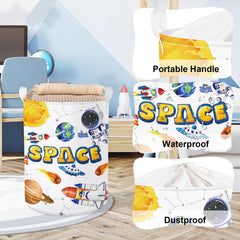 Clastyle Cosmic Space Planet Laundry Basket with drawstring opening for easy access.