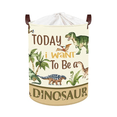 Clastyle Dinosaur Baby Laundry Basket with sunset palm tree theme for kids' room organization.