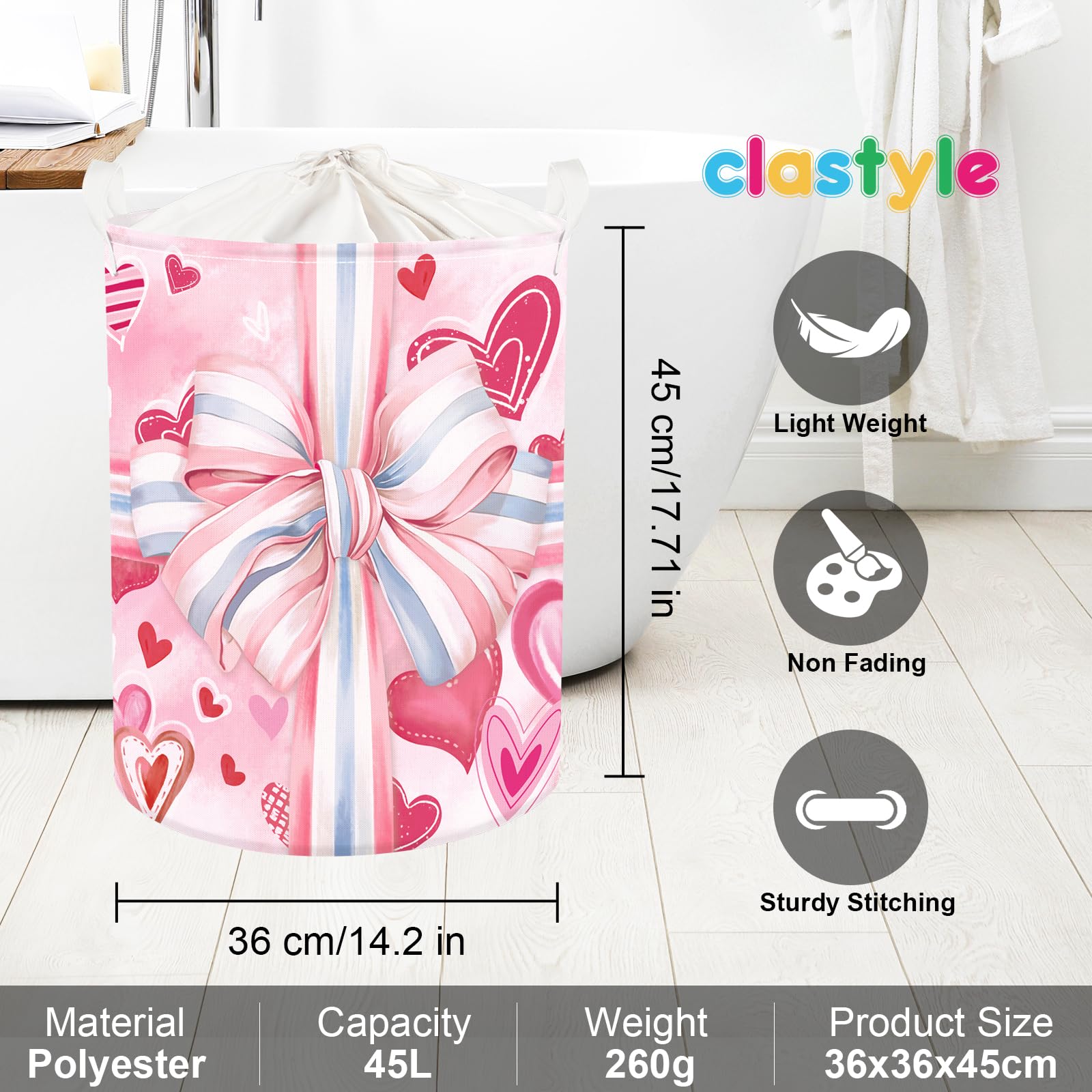 Clastyle Drawstring Metal Frame Bin—sturdy, easy to carry.