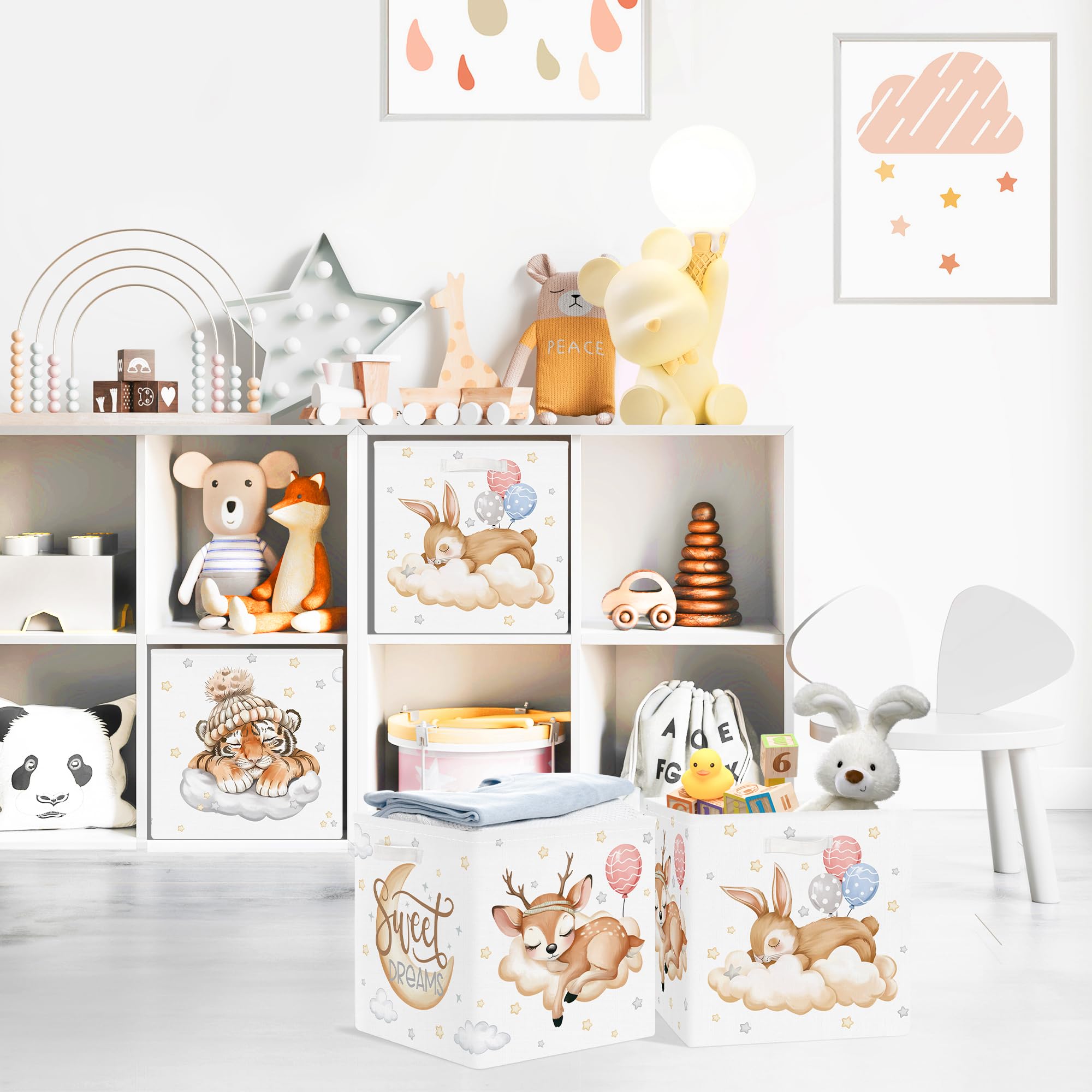 Clastyle Dreamy Animal Cube Deer box with cloud motif for clothes and small items.
