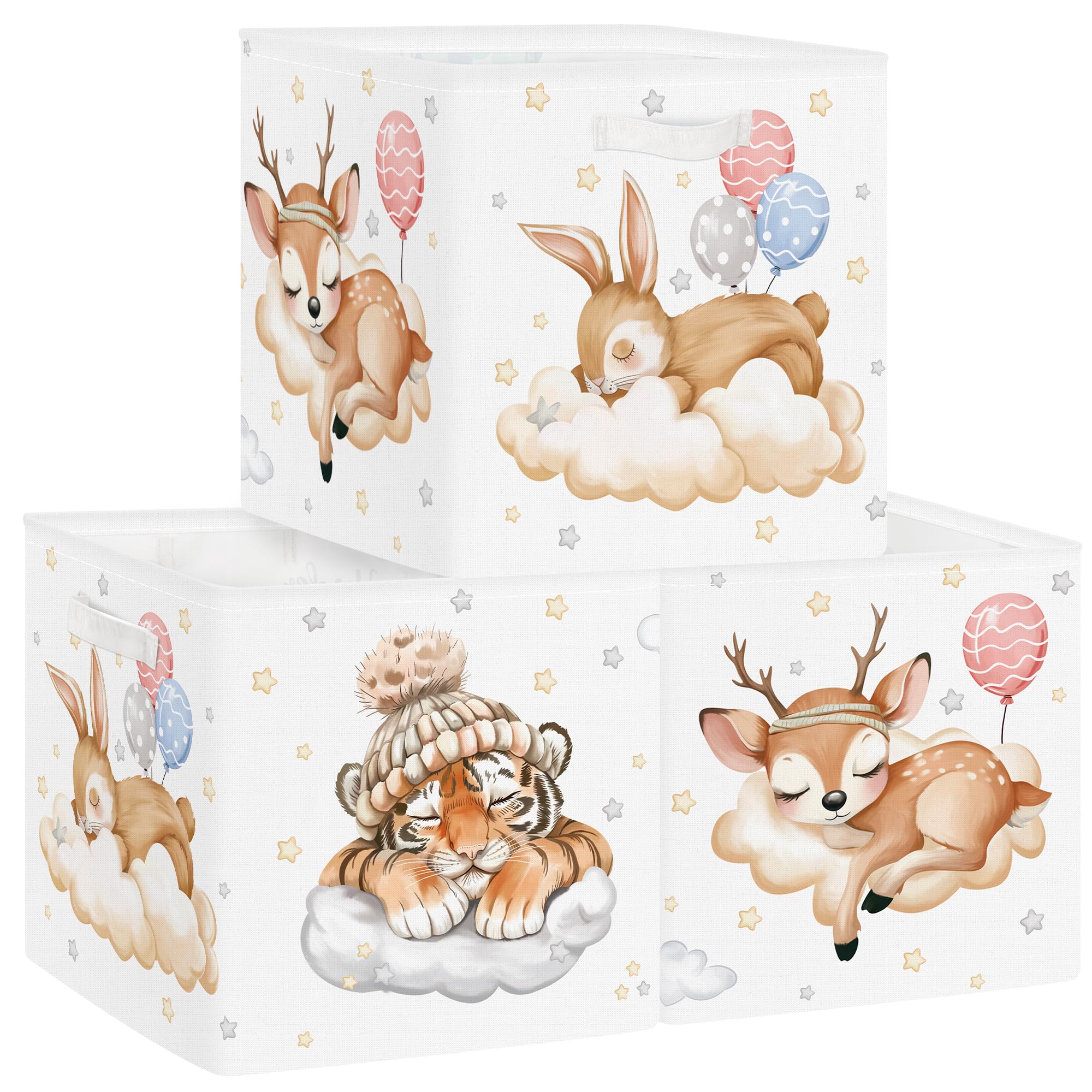 Clastyle Dreamy Animal Cube Tiger box with handle for toy organization.