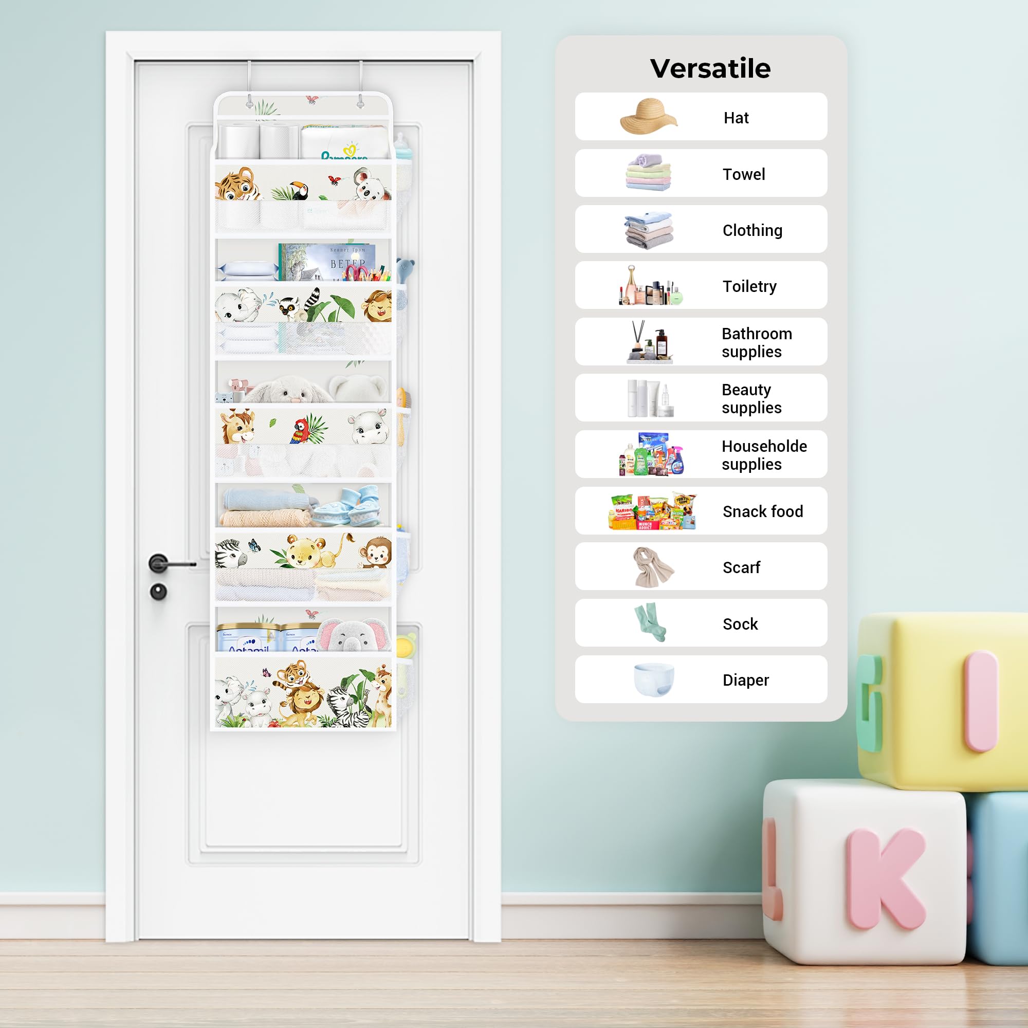 Clastyle Elephant Lion large capacity stores toys, diapers, and clothes neatly
