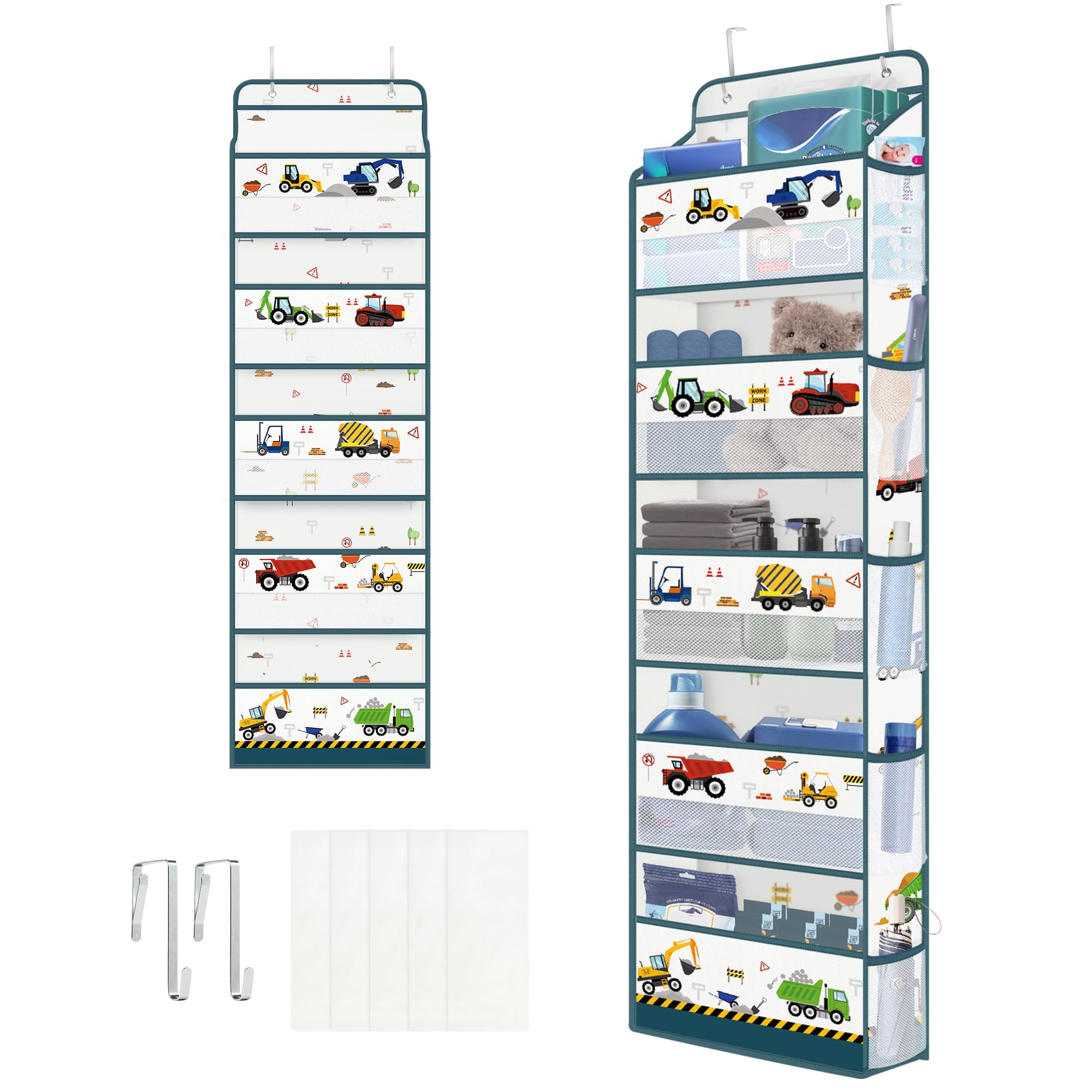 Clastyle Excavator door organizer full view showing five shelves for clutter-free storage