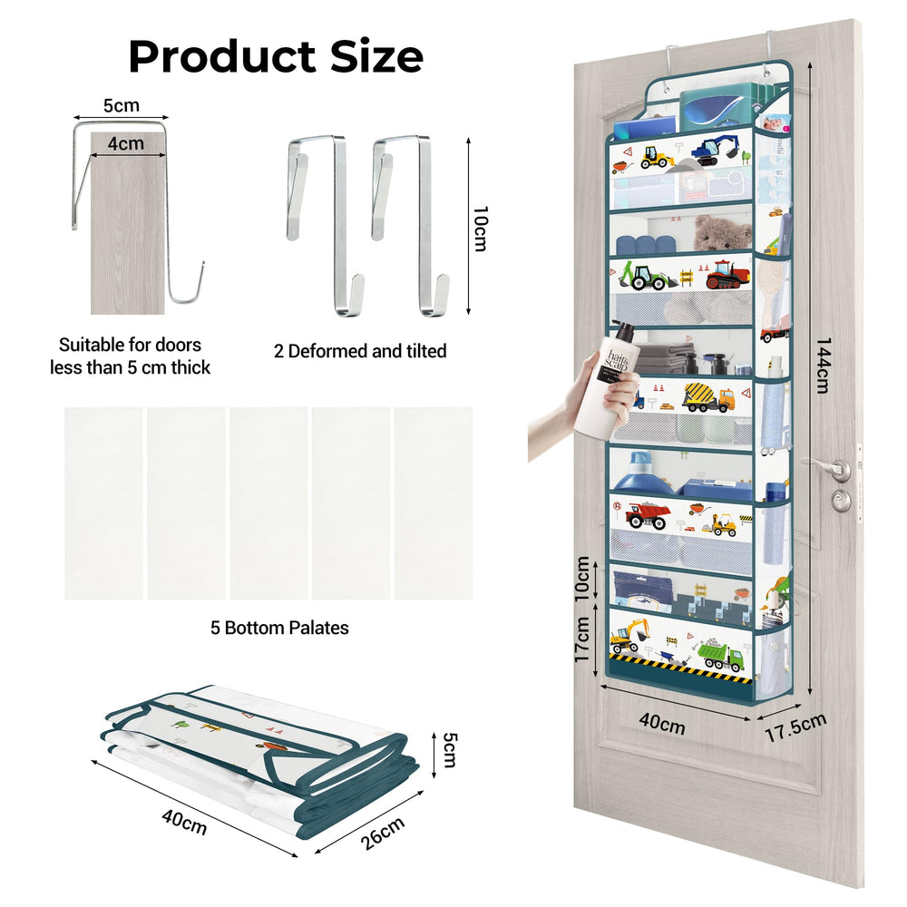 Clastyle Excavator door organizer dimensions highlight large storage area