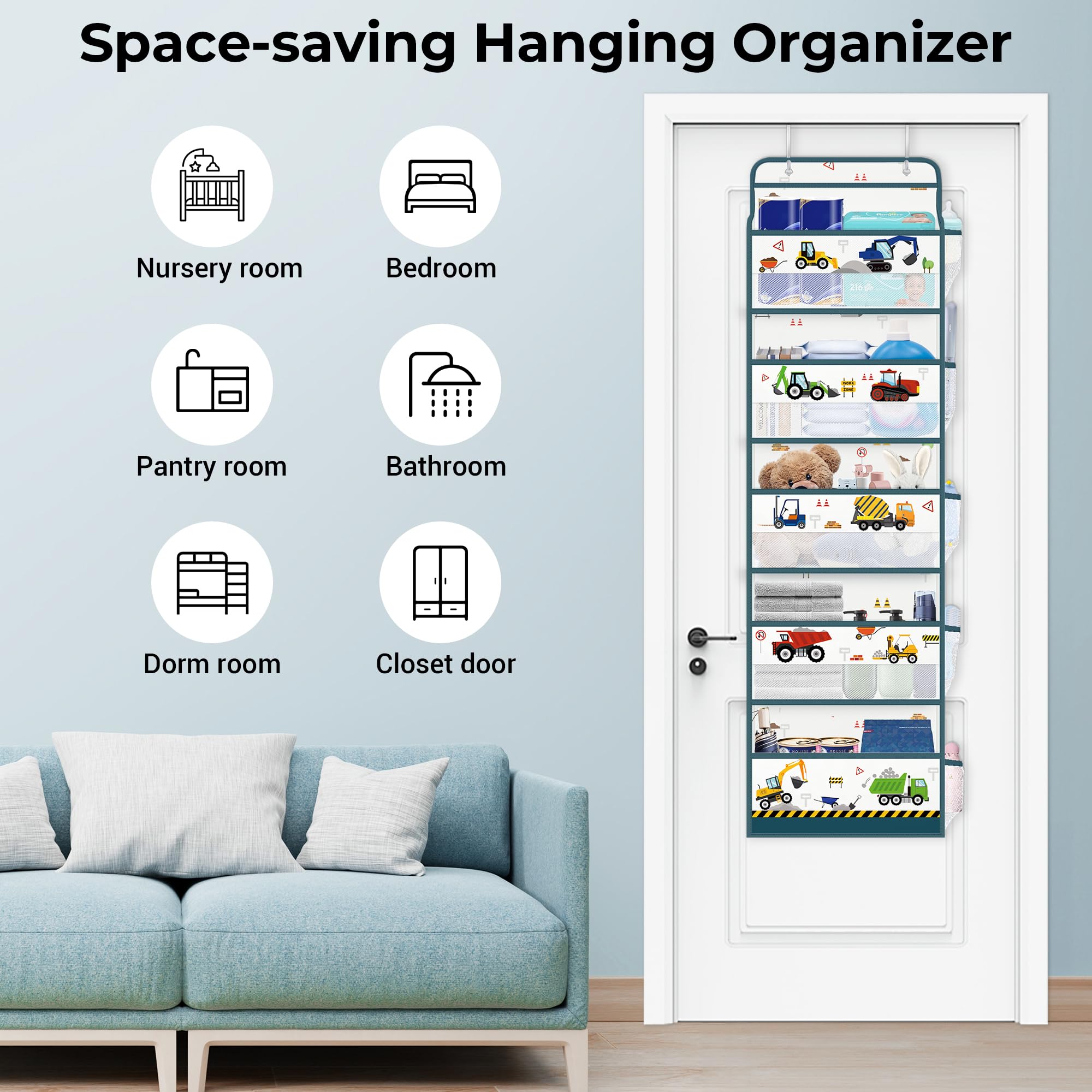 Clastyle Excavator door organizer with visual mesh window for quick content identification