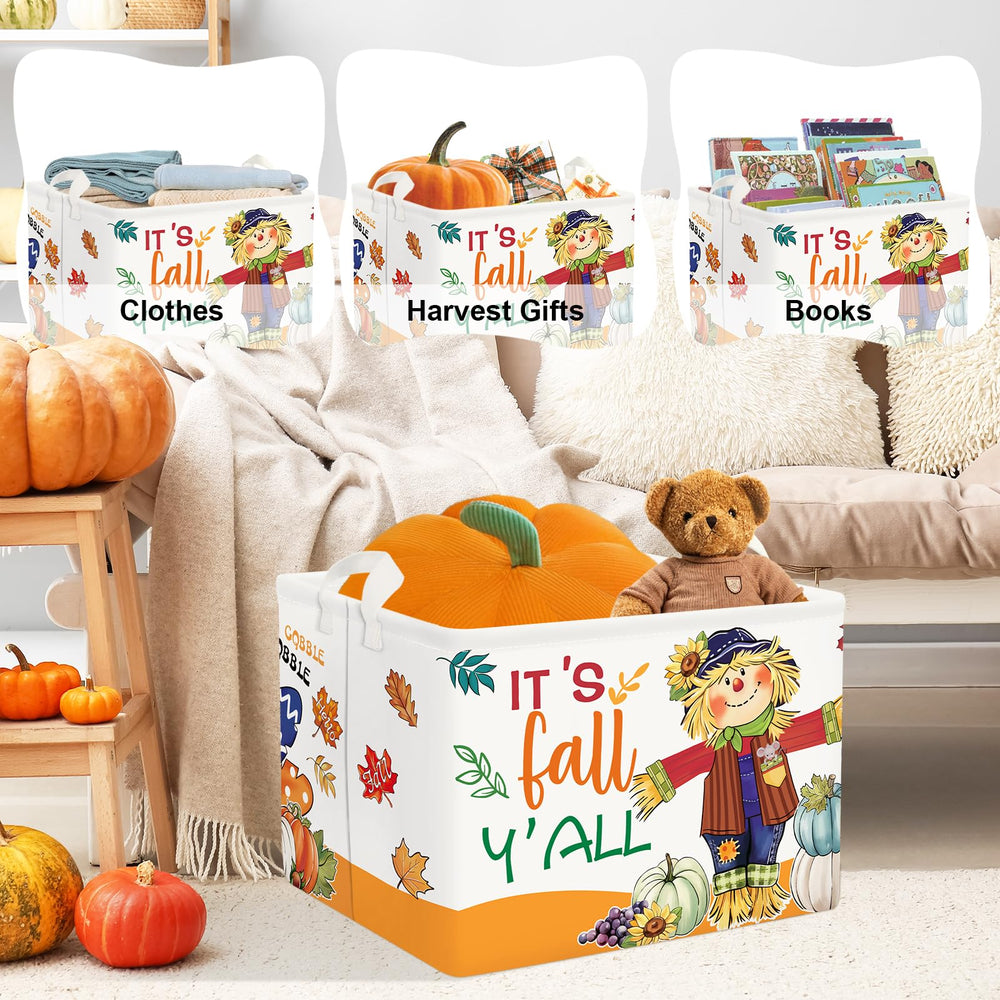 Clastyle Fall Harvest Basket 36L capacity ideal for clothes, toys, and blankets.