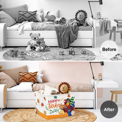 Clastyle Fall Harvest Basket maple leaf pattern highlighting clutter reduction in kids' rooms.