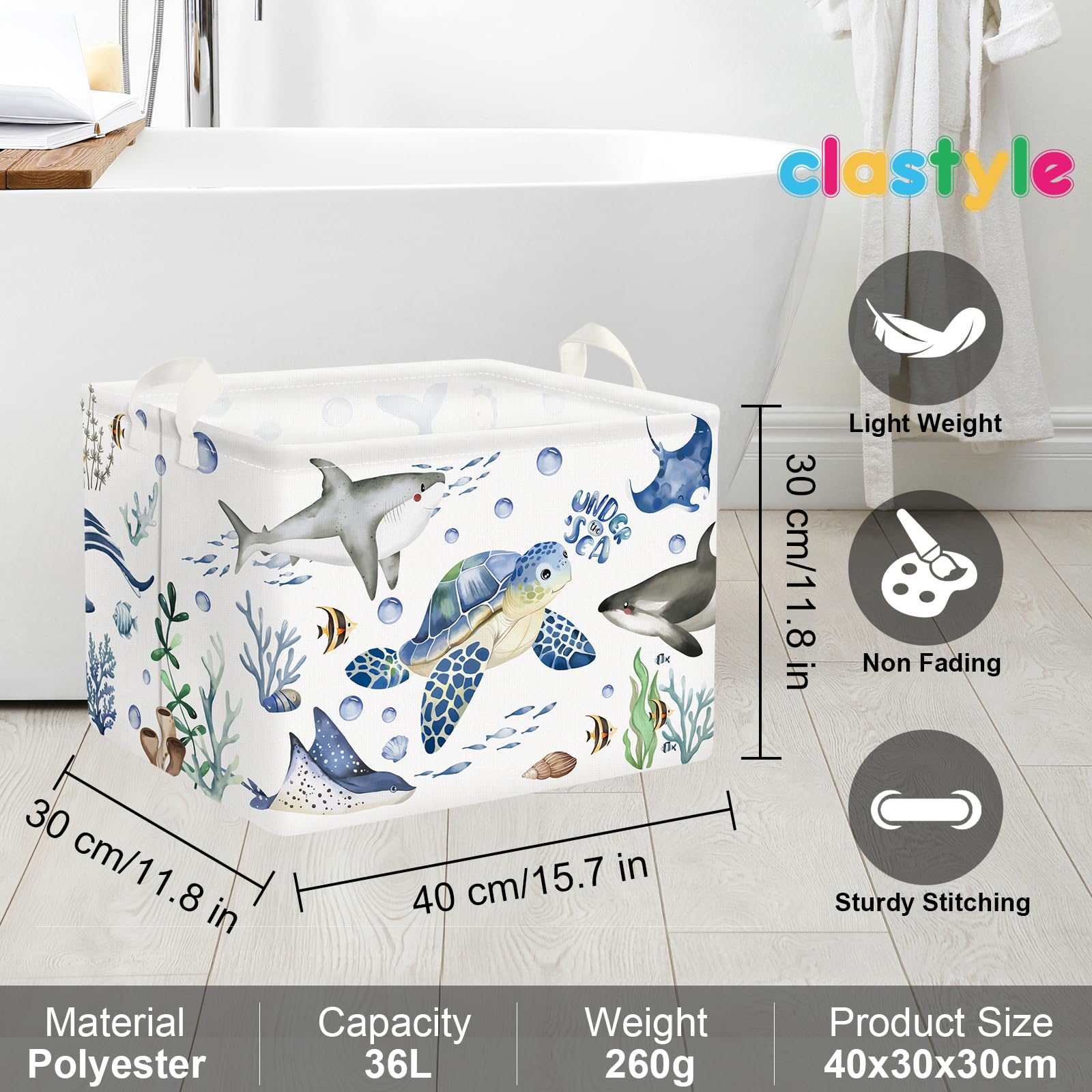 Clastyle fish-sea-turtle-baby-basket sturdy metal frame supports quick access.