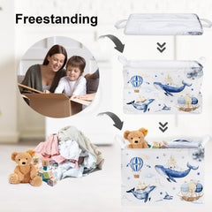 Clastyle Flying Whales Turtle storage basket in nursery setting with toys ready for playtime