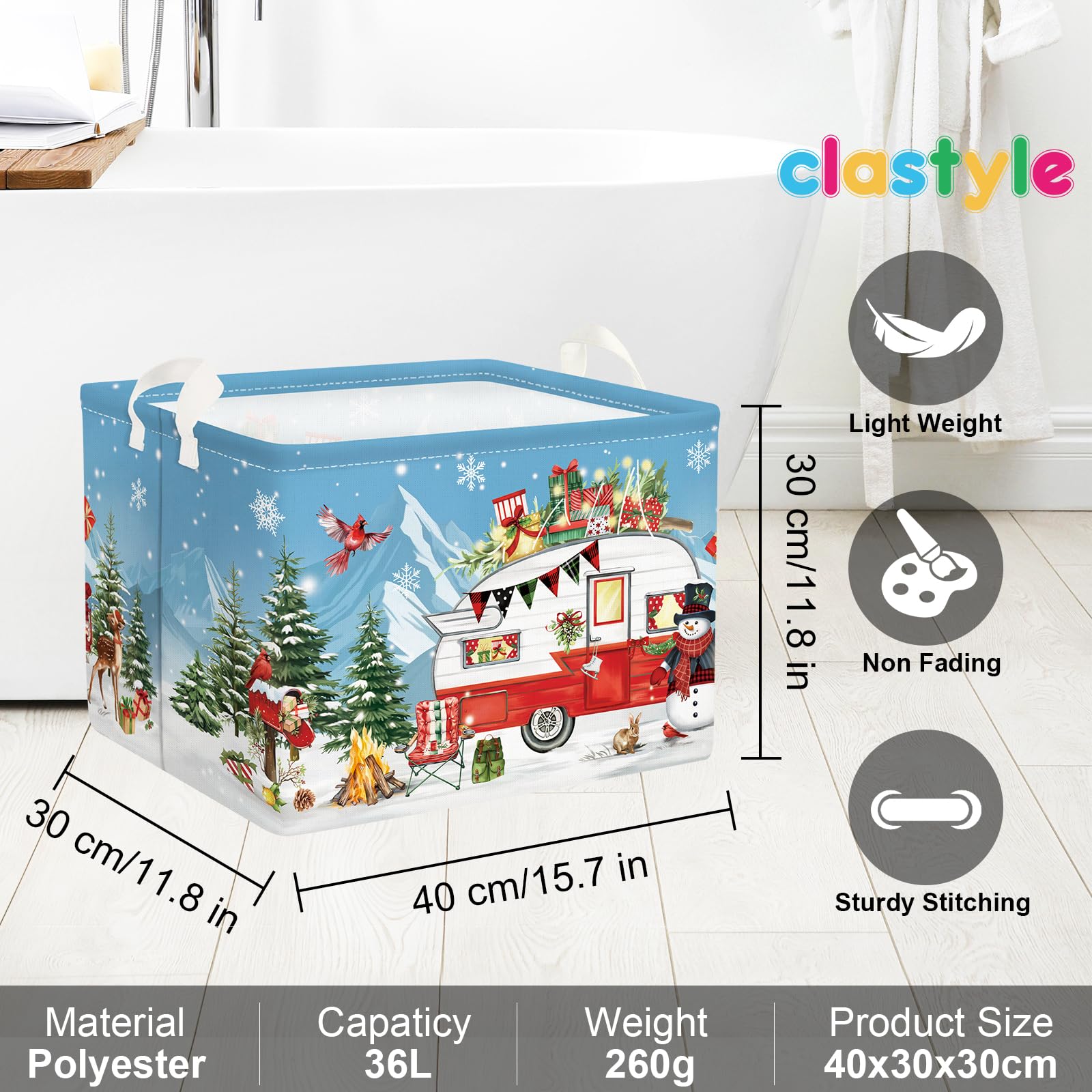 Clastyle winter gift basket with snowflake decor for holiday gifting.