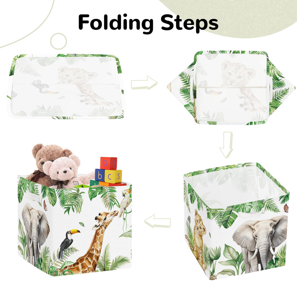 Clastyle Jungle Animals cube bin designed to fit kallax shelves for tidy systems.