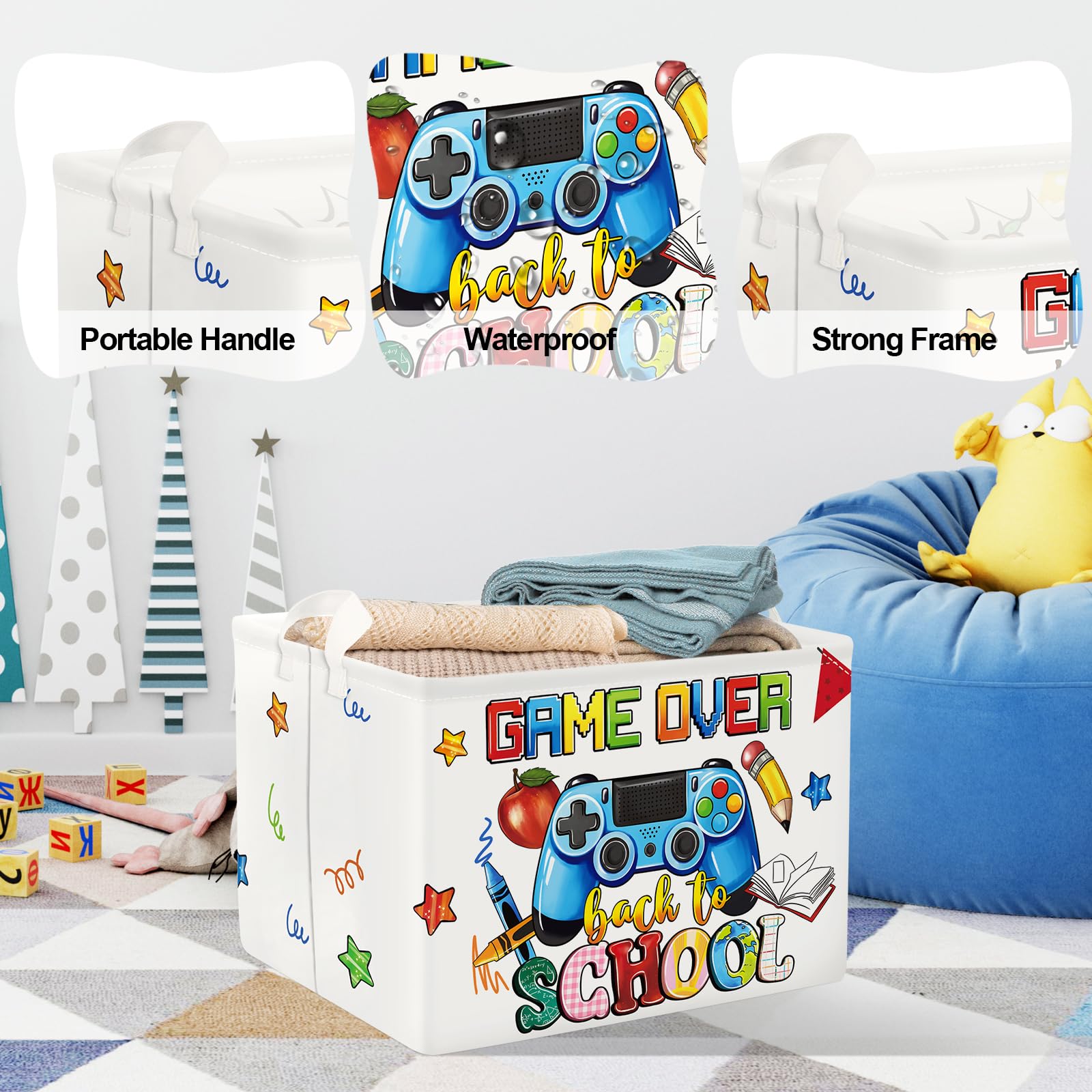 Clastyle Kids Toy Bin side-view demonstrates sturdy soft-sides for easy carrying and toy sorting