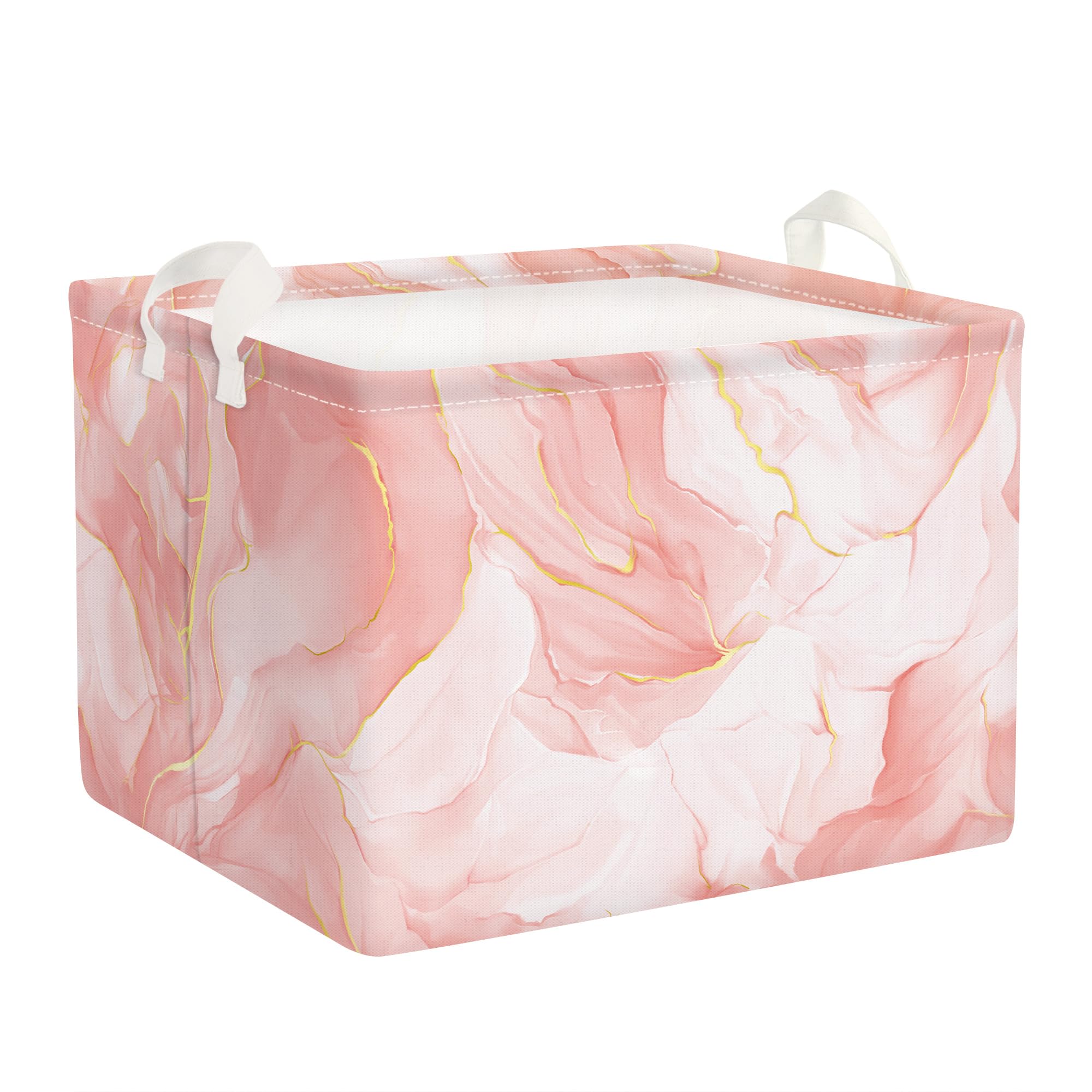 Clastyle large marble basket in pink, full view for stylish home organization.