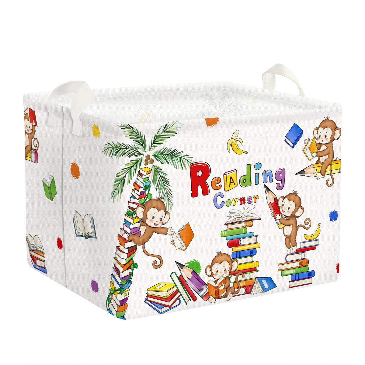 Clastyle monkey reading corner basket full shows organized kids' reading space and learning setup.