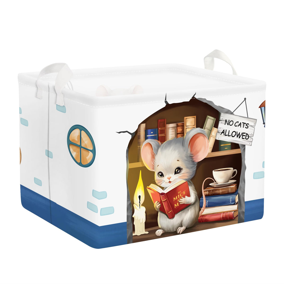 Clastyle mouse reading book shelf basket on a classroom shelf inspires reading and organization.