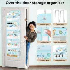 Clastyle Ocean Animals shark organizer offers ample storage for clothes and toys behind doors.