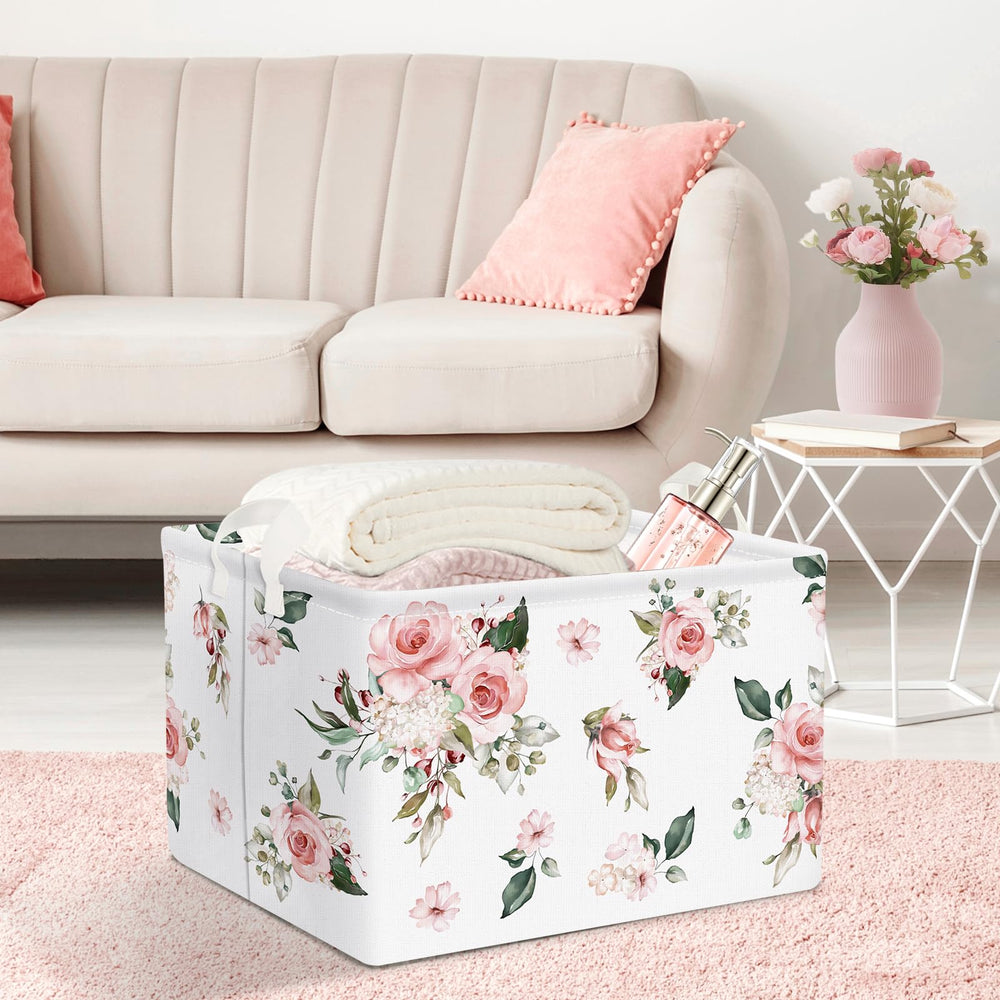Clastyle pink floral basket waterproof material protects contents during laundry