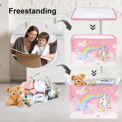Clastyle pink flower star storage box viewed from side for cute room organization.