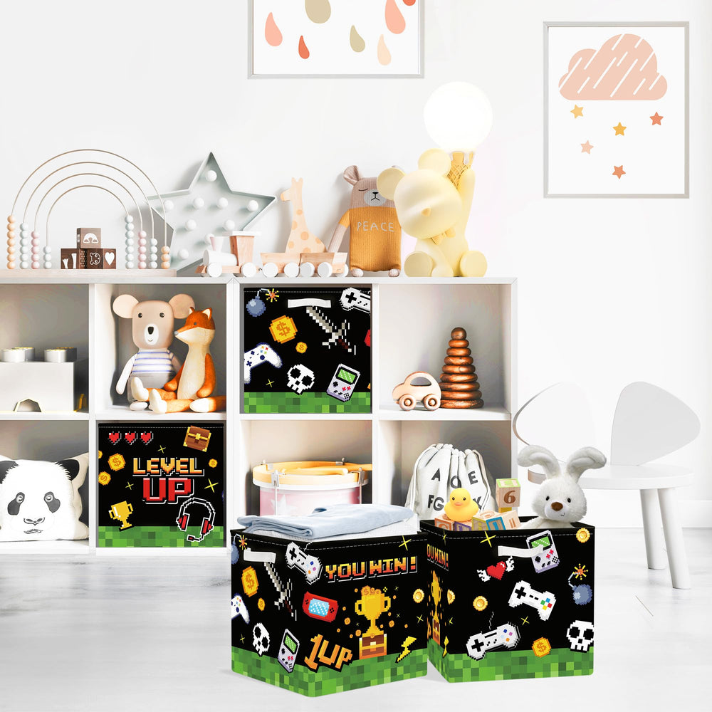 Clastyle pixel art toy bin helps organize books clothes and crafts in playroom