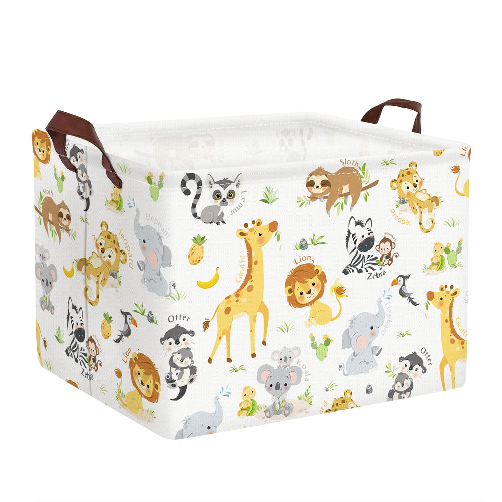 Clastyle rectangular baby storage basket with lion design for toy organization.