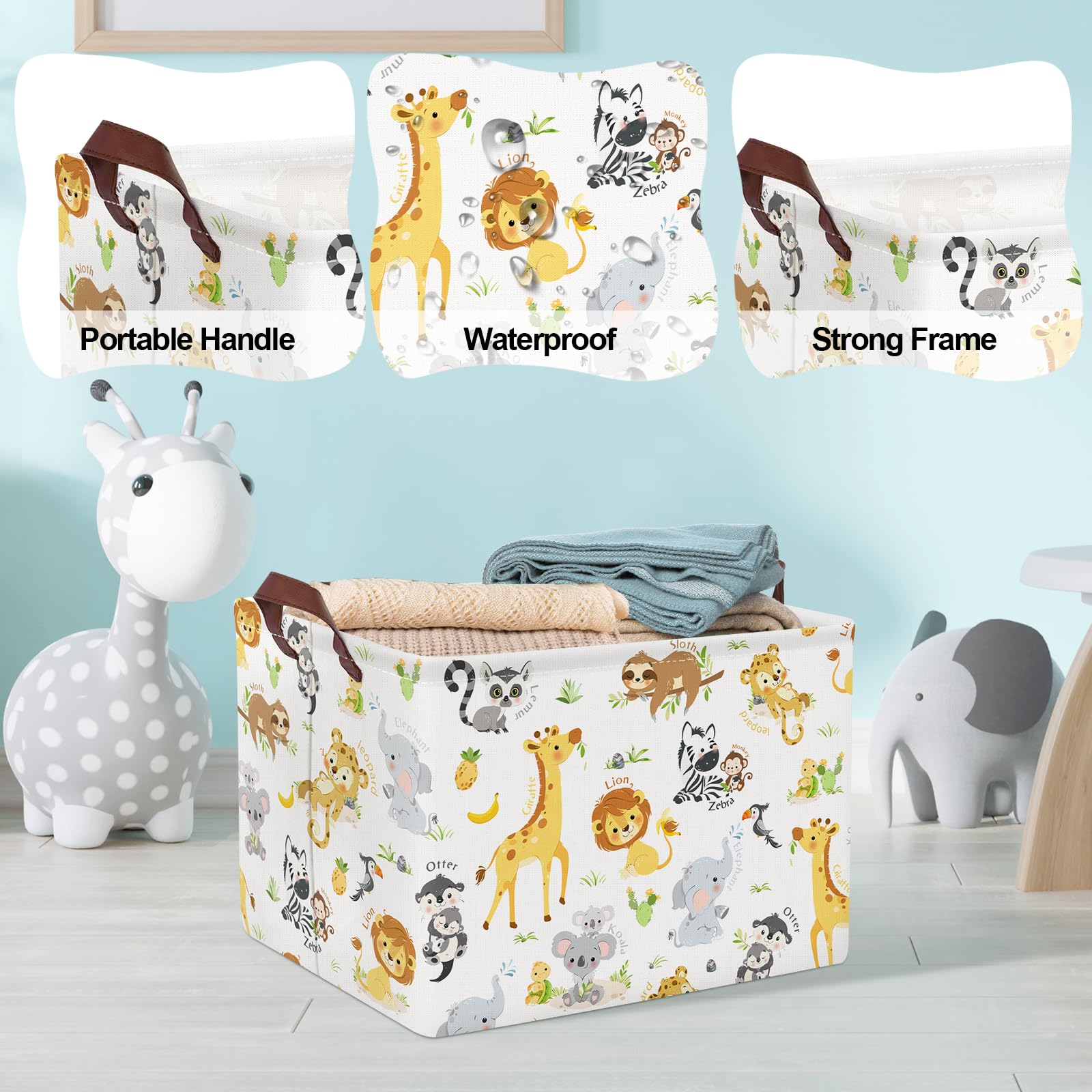 Clastyle nursery storage basket in kid friendly design for books and supplies.