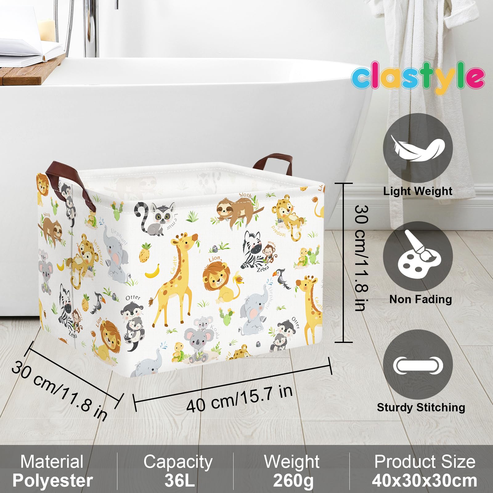 Clastyle storage solution for playroom shelves with a sturdy soft sided design.