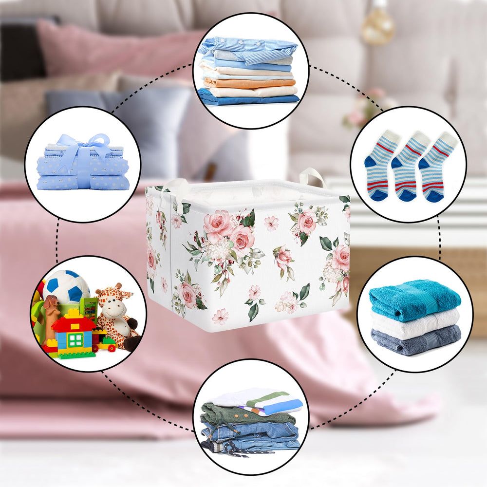 Clastyle Rectangle Rose Floral Baby Gift Basket on shelf fits compact storage