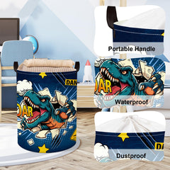 Clastyle roaring-dinosaur-basket filled with toys demonstrates versatile storage in a kids room