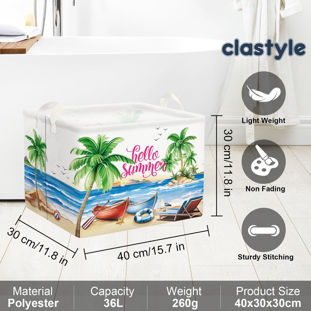 Clastyle soft-sided bin folds flat for compact storage when not in use.