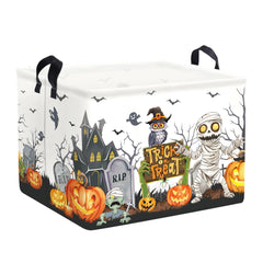 Clastyle spooky basket with cemetery pumpkins and lights supports toy storage and playful decor